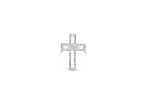 White Gold Fashion Diamond Cross Ring