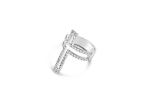 White Gold Fashion Diamond Cross Ring