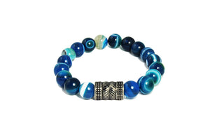 Earth Blue With Silver Oxidized Charm Bracelet