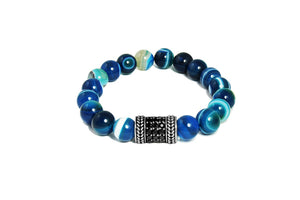 Earth Blue With Black Diamond Charm Bracelet